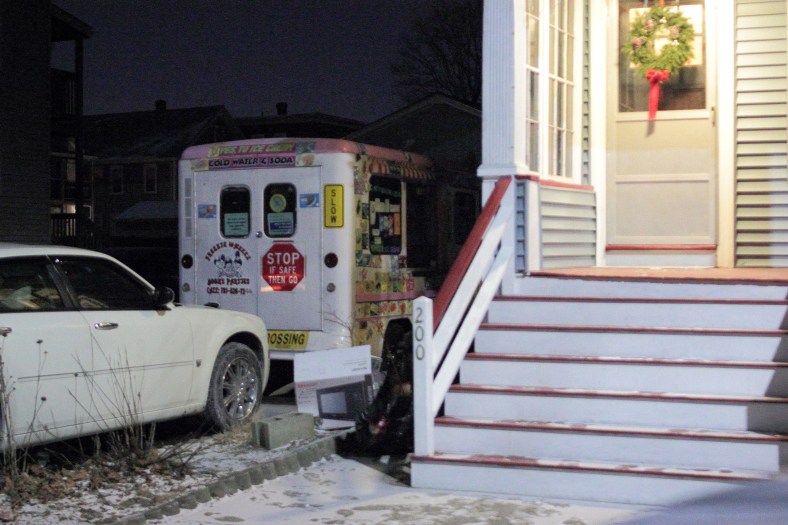 An ice cream truck parked in the driveway of a Broadway home.January 26, 2013.