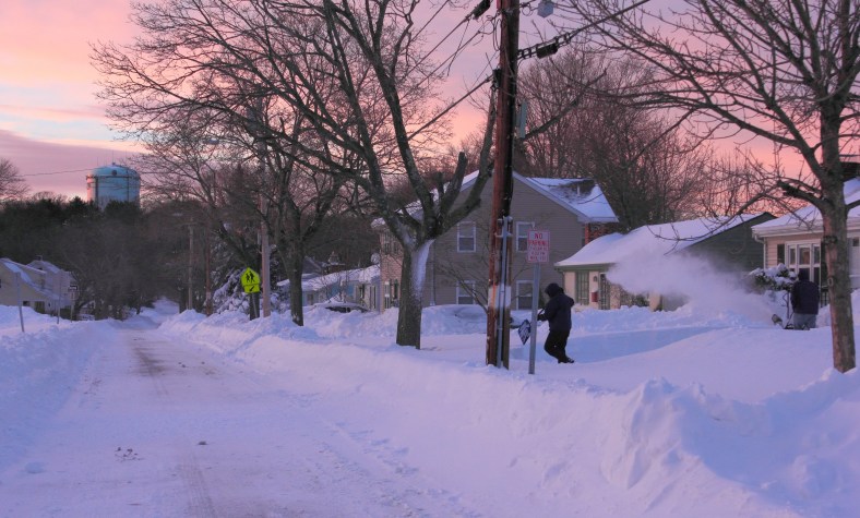 Residents on Mountain Avenue were still digging out from Nemo as the sun set.February 9, 2013. 