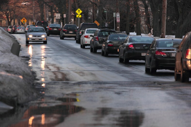 Afternoon traffic on Pleasant Street.February 15, 2013.