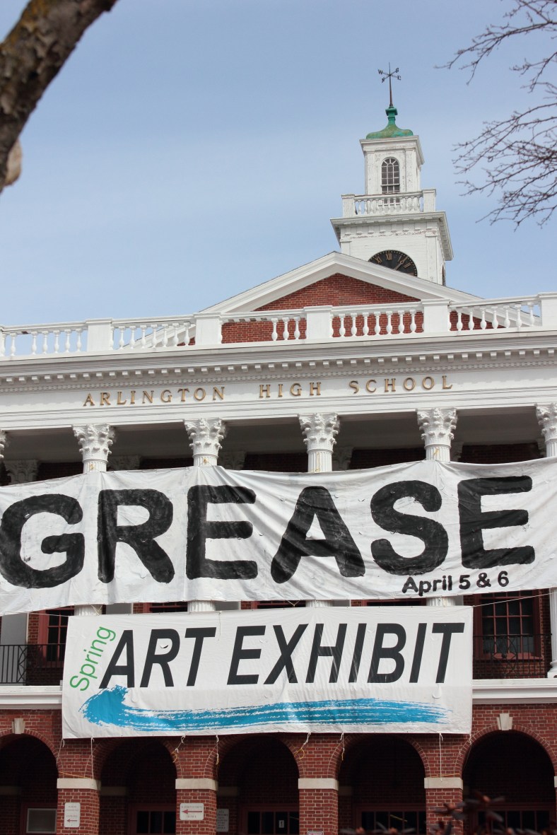 Banners advertise events at Arlington High School.March 16, 2013.