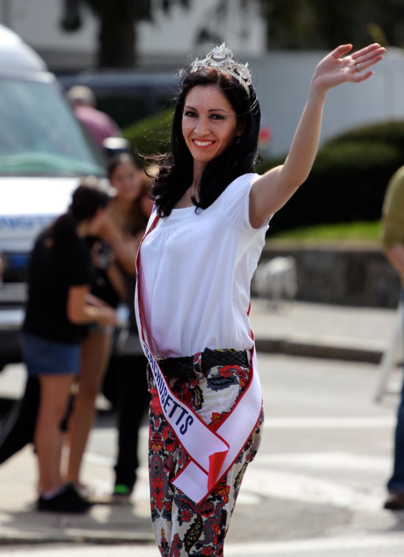 Mrs. Massachusetts marches in the 2012 Patriots' Day Parade. April 15, 2012.