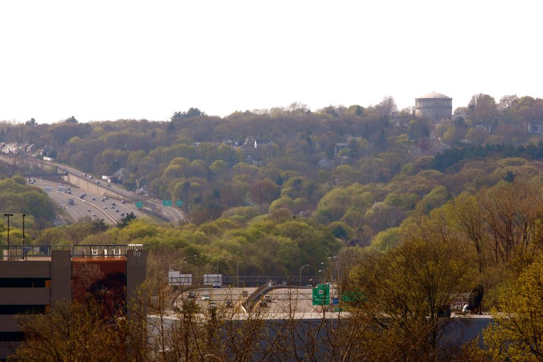Route 2 winds it way along the border of Arlington. April 16, 2012.