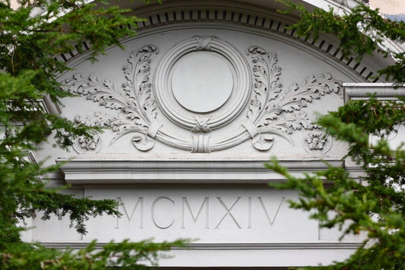 The date above the entrance to the Fusco building at Arlington High School, the first building of the current high school that was completed in 1914. August 10, 2012.