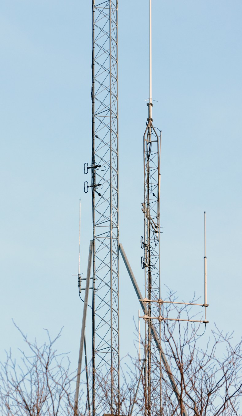 Antennas on top of Arlington's Public Safety Building broadcasting information to police all over town. May 28, 2013.
