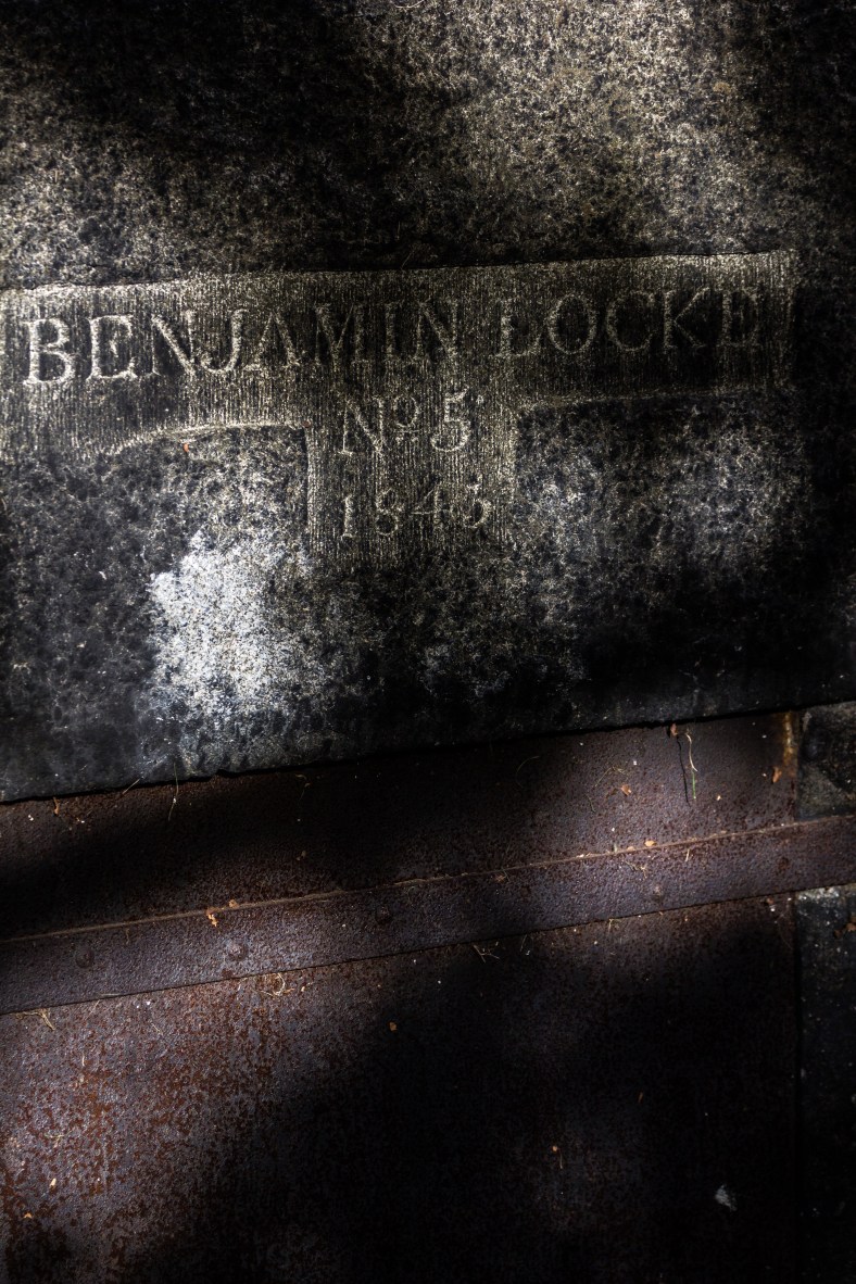 The mausoleum of Menotomy Minuteman Capt. Benjamin Locke in Mount Pleasant Cemetery. October 3, 2013.