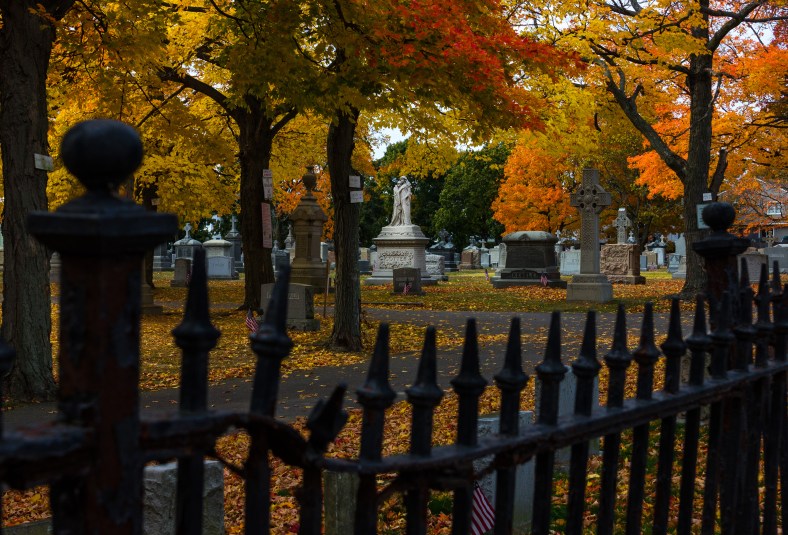 A monument in St. Paul Cemetery in East Arlington. October 22, 2013.