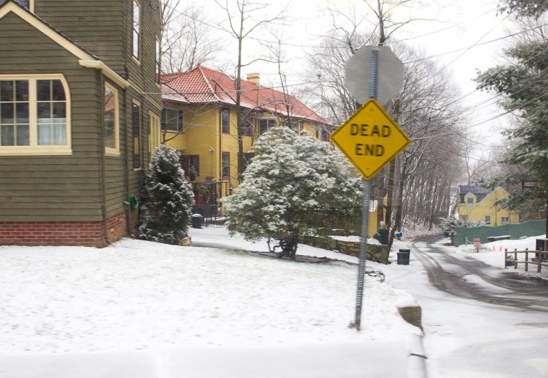 A look down Spring Valley Road. February 3, 2014.