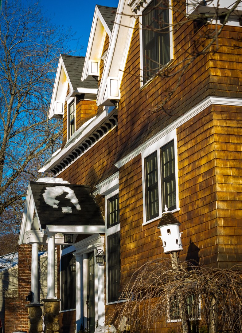 A home, with birdhouse, on Florence Avenue. February 22, 2014. w/SC