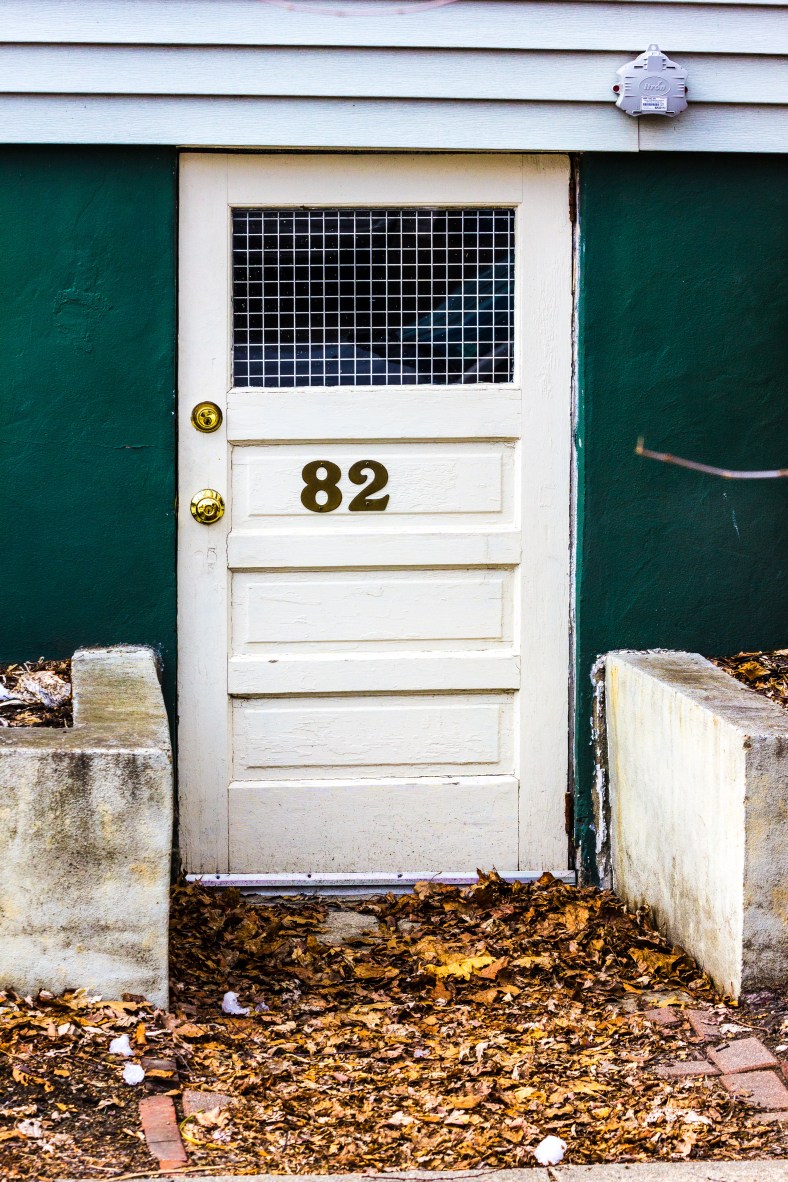 A small door facing Park Street leading into the basement of the Daniel Crowley house (c. 1870.)