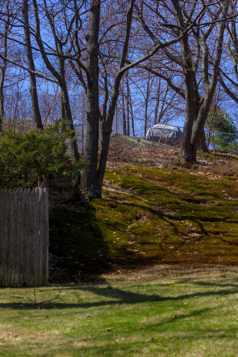 A car, covered from the elements, as seen from Ridge Street. April 12, 2014.