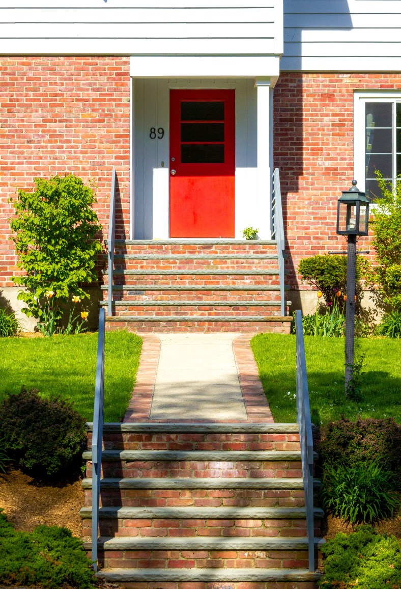 A red door on a Ridge Street home. May 12, 2014.