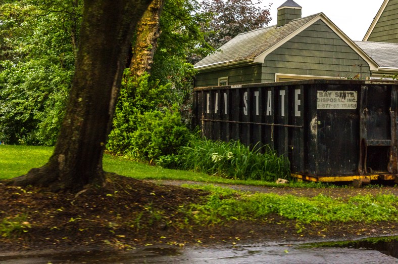 A disposal unit in the yard of a Ridge Street home. June 10, 2014.