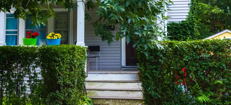 The front porch of a Summer Street home. August 1, 2014.