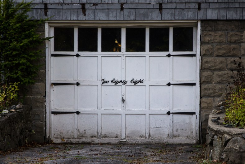 The house number on the garage door of a Washing Street home. October 17, 2014.