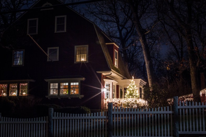 A Christmas tree on the porch of a Gray Street home. December 20, 2014.