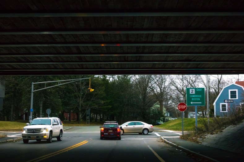 The underpass that connects Arlington to the small Arlmont area on the south side of the Concord Turnpike. January 03, 2015.