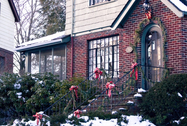 A house still decorated for the holidays on Richfield Road. January 25, 2015.