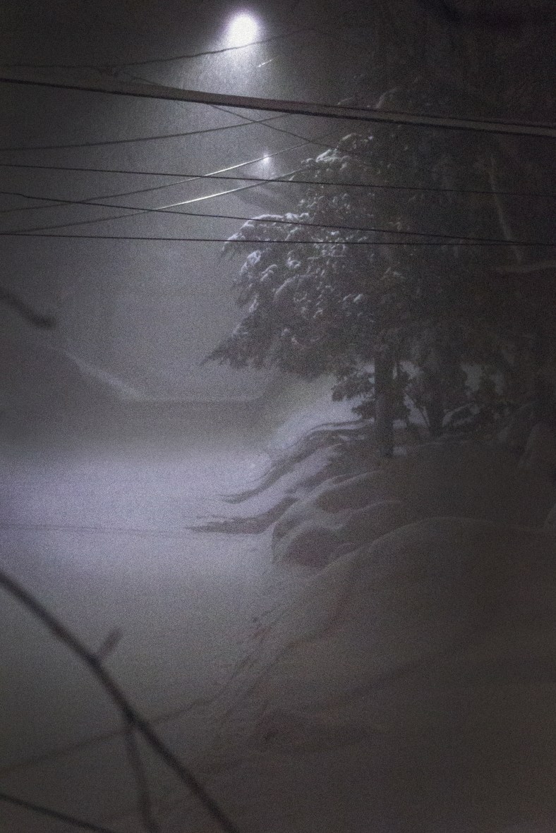 A look down a snowy Hemlock Street during an overnight blizzard. February 15, 2015.