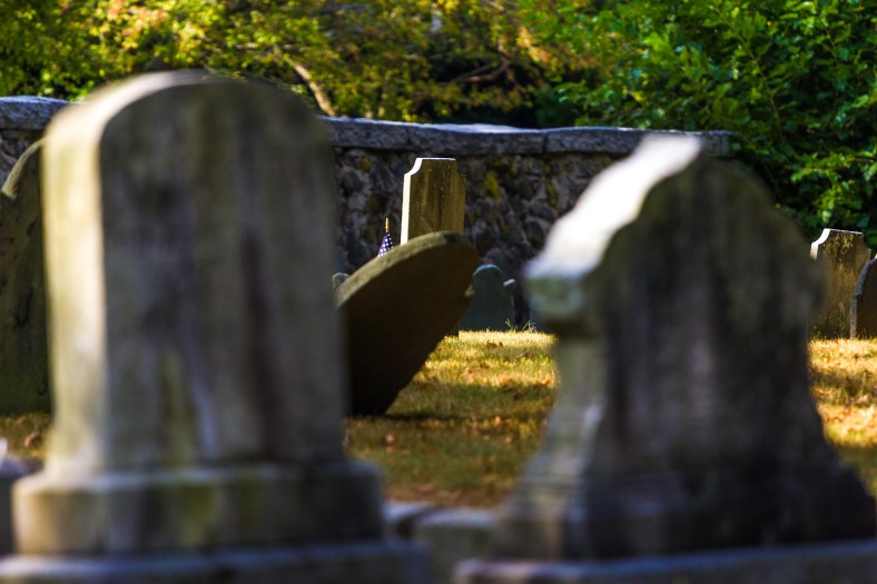 Centuries old headstones in the Old Burying Ground. September 12, 2013.