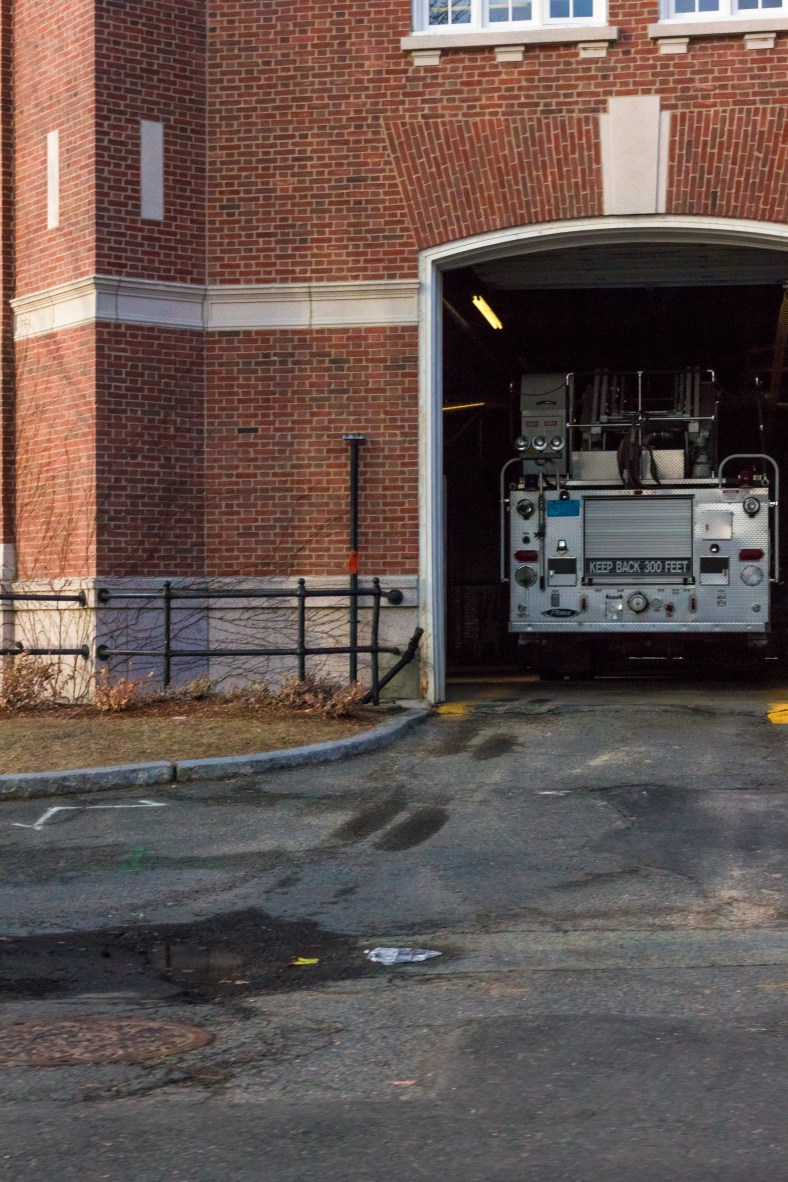 A fire engine parked in one of the bays of the Central Fire Station. March 21, 2014.