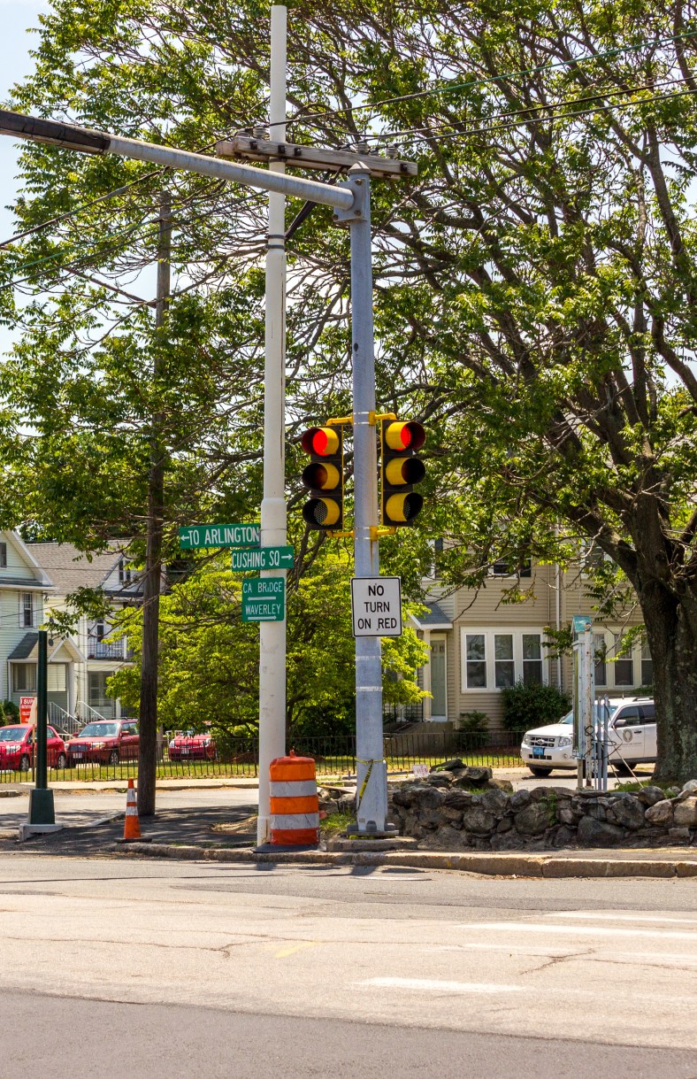 A sign pointing the way to Arlington in neighboring Belmont. May 30, 2015.