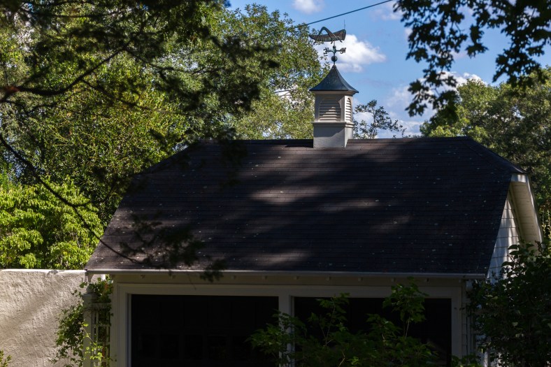 A weathervane atop a West Upland Road garage. August 05, 2015.