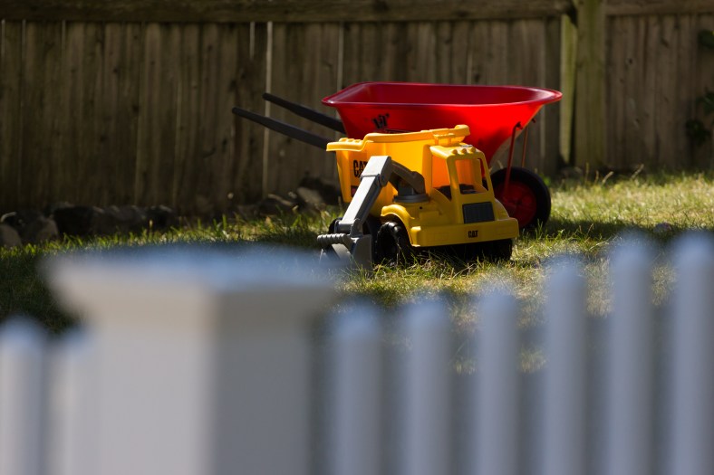 Playthings in the front yard of a Summer Street home. August 05, 2015.