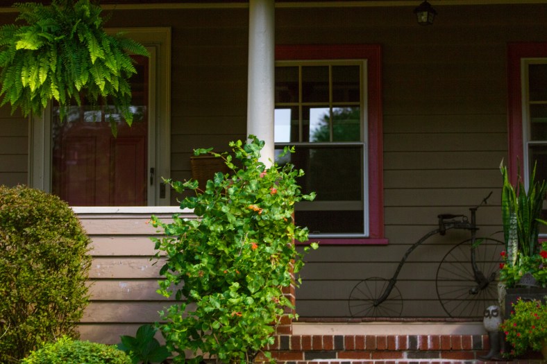 An "ordinary" bicycle decoration on the front porch of a Pine Ridge Road home. 