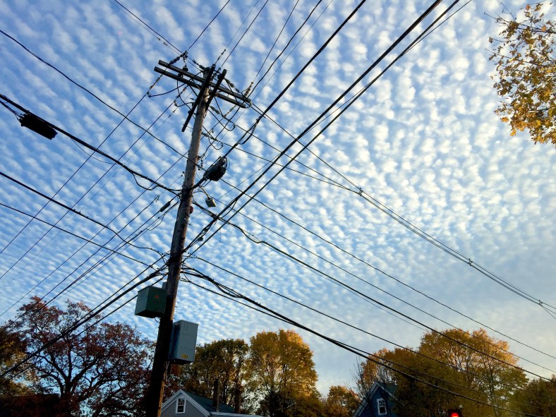 Altocumulus clouds over Arlington as the sun sets on Halloween. October 31, 2015.
